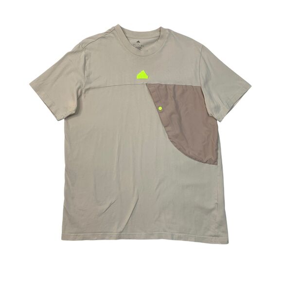 Adidas T Shirt Mens L Large Putty Cotton Lift Your Mind Crewneck Chest Pocket - Picture 1 of 10